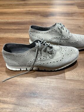 Cole Haan Light Gray Suede Wingtip Derby Sneakers